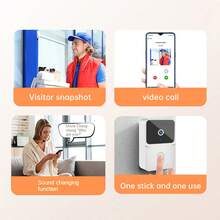 Smart Video Doorbell, HD Security Camera, Night Vision, Motion Sensor, Two-Way Audio, Wi-Fi Connectivity, Wireless Installation, App Alerts, Battery/USB Powered, Home Security Control Via App