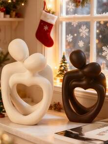 1件“爱之吻”雕像，树脂材质，情侣拥抱装饰摆件，浪漫礼物，寓意深刻的雕塑，适用于卧室、家庭办公室、书架、桌面装饰 - 彩色 - 查看 5