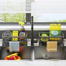 Kitchen Storage Rack Sink Drainage For Vegetable Cloth Sponge Steel Wire Ball - Multicolor - View 5