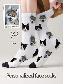 1 Pair Custom Face Socks, Custom Photo Sock, Custom Printed Socks, Personalized Funny Face Socks, Custom Picture Socks, Put Any Face On The Socks, Anniversary Gift, Valentine Gift, Birthday Gift, Wedding Gift, Mother's Day Gift, Father's Day Gift, Fall,Underwear & Sleepwear,Christmas Home Atmosphere,Easy Comfort - Multicolor - View 8