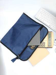 1pc Durable Zipper Document Bag, Large Capacity Conference Bag, Double Layer Multi-Functional Document Organizer, File Folder, Business Meeting Zipper Document Bag
