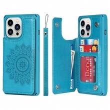 For IPhone 13 Pro Max Case With Card Holder, Wallet Phone Case For Women Men, Stand And Strap,Leather Shockproof Protective Cover- Blue{"Color_name":"C-Blue"} - 多色5 - 查看 1