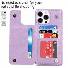 For IPhone 13 Pro Max Case With Card Holder, Wallet Case For Women Men,Phone Case For IPhone 13 Pro Max Case With Stand And Strap,Leather Shockproof Protective Cover- Purple{"Color_name":"E-Purple"} - 多色26 - 查看 4