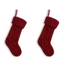 2025 New Cross-Border Knitted Christmas Socks, Christmas Tree Ornament Decorative Socks, Candy Gift Bag, Christmas Decoration, Large Size Knitted Diamond Pattern Christmas Socks, Candy Gift Bag Home Decor Christmas Decorations Room Decor Winter