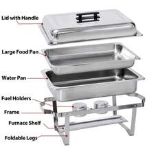 8QT Stainless Steel Chafing Dish Buffet Set Catering Chafer With Foldable Frame - 2 Pack - View 9