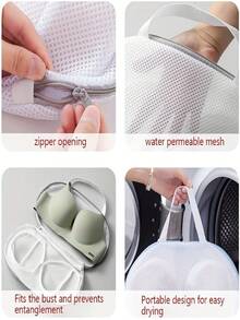 Bra Washing Bag, Fine Mesh Underwear Bag For Bras & Underwear Washing – Simple, Convenient & Practical - 白色 - 查看 8