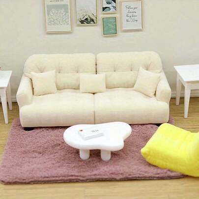 1:25 Home Miniature Sofa Model Cute Flocking Sofa Miniature Furniture Accessories Decoration Children's Accessories