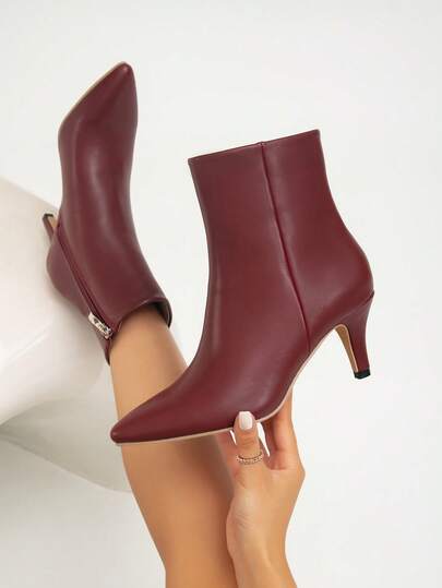 Fall/Winter Women's New Versatile Warm Sexy Elegant Stiletto Pointed Toe Ankle Boots And High Heel Ankle Boots, Kitten Heel Boots