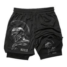 Spartan Men's 2-In-1 UV And Compression Bermuda Shorts For Gym And Running - màu đen - Xem 2