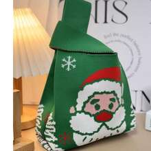 Pungi de Crăciun, Design la scară mică, Geantă mică tricotată cu model floral pentru purtat pe braț, Geantă de mână