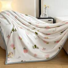 1 pieza Manta de doble capa con estampado de pequeños animales, ajustable a la temperatura, lavable, adecuada para viajes, dormitorio, sofá, habitación, todo el año