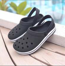 Adult Women's And Men's Slippers Lightweight And Comfortable Girls' And Boys' Sandals Simple Beach Casual Openwork Fabric Slippers Beach Holiday School Home Outdoor - 黑色 - 查看 1