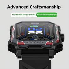 LOKMAT Smartwatch OCEAN MAX: Pantalla cuadrada grande de 1.96 pulgadas, material de metalurgia de polvo totalmente metálico, resistente al agua IP68, monitoreo de frecuencia cardíaca, oxígeno en sangre, sueño y salud, llamadas Bluetooth, recordatorios de mensajes, levanta la mano para iluminar la pantalla, recordatorio de sedentarismo, talla grande de 100 funciones deportivas, reloj deportivo para exteriores