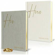 Elegant Linen Wedding Vow Books With Gold Foil Lettering - Perfectly Sized His And Hers Vow Books With Plenty Of Pages To Write Whatever Is On Your Heart - A Beautiful Addition For The Wedding Day , Thanksgiving Gifts, Christmas Gifts, Halloween Gifts, Valentine's Day Gifts, New Year Gifts - 鼠尾草奶油 - 查看 8
