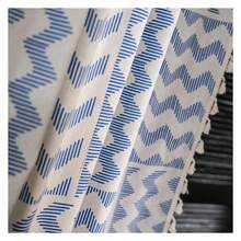 Geometric Curtains 63 Inch Boho Striped Semi Sheer 2 Panels - Blue White Window Treatments For Bedroom Living Room - 多色198 - 查看 5