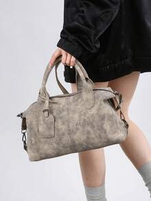 New Vintage Casual Women Handbag Boston Bag Office Commute Tote Shoulder Crossbody Bag With Detachable Strap