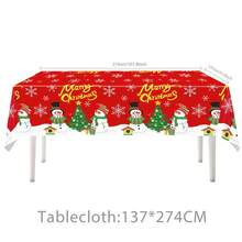 Christmas Disposable Tablecloth Creative Holiday Snowman Table Covers For Home Office Party Decoration - Red - View 6
