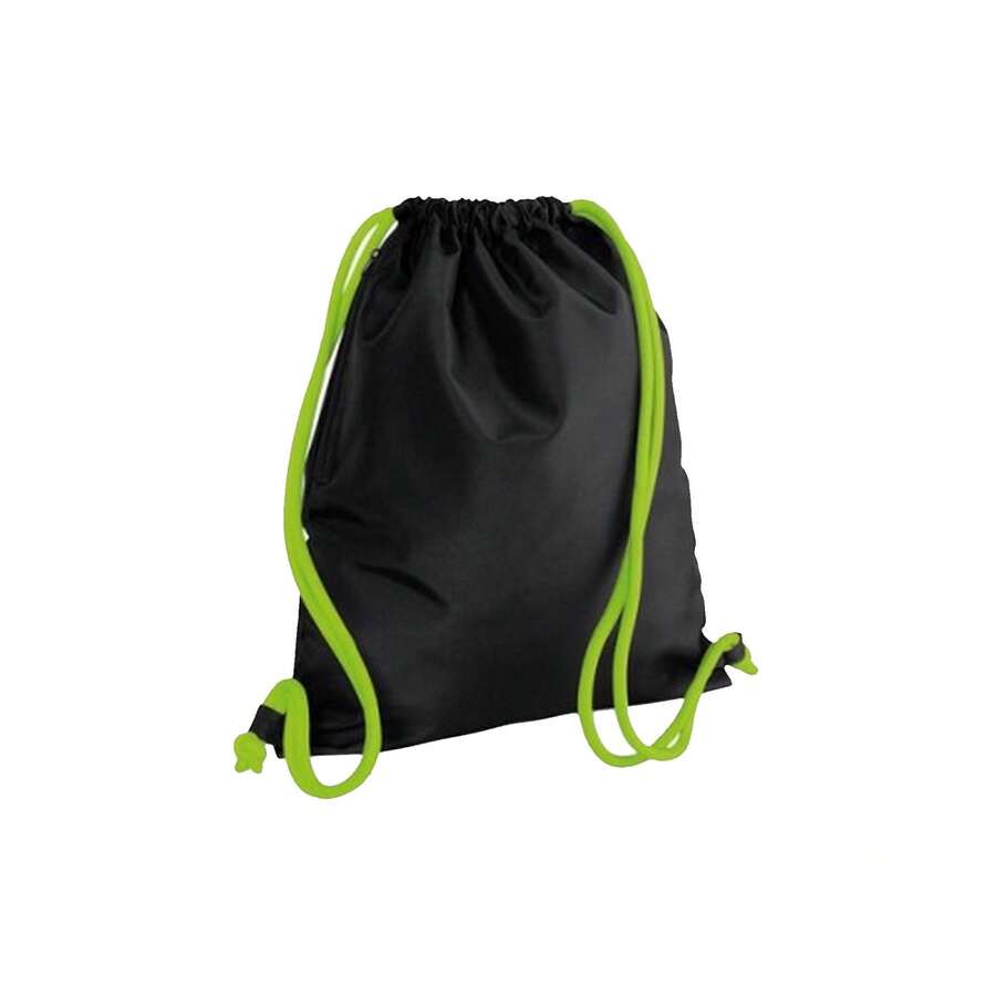Bagbase Icon Drawstring Bag/Gymsac (Black/Lime Green) - 100% Polyester - (BC3396) - Black - View 1