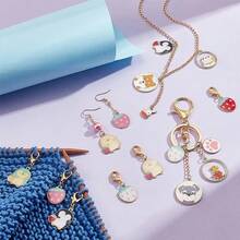 NBEADS 24 Pcs Strawberry Penguin Stitch Markers, Enamel Alloy Crochet Charms With Lobster Claw Clasps For Knitting, Weaving, Sewing, And Jewelry Making{"Color_name":"StrawberryPenguin"} - 草莓企鵝 - 查看 5