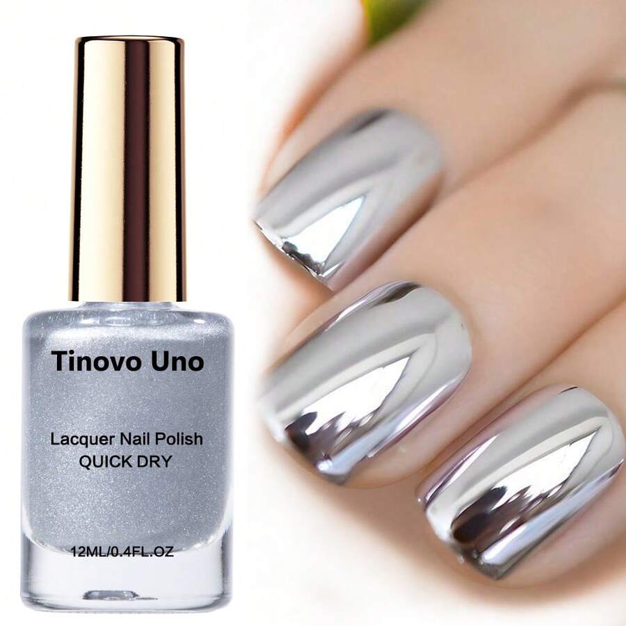 Tinovo Uno Mirror Effect Metal Nail Polish Electroplated Silver, No Baking Natural Quick-Drying Formula, Chrome Bright Finish, Nail Salon Effect, Long-Lasting And Convenient - Nhiều màu - Xem 1
