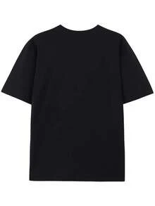 Camiseta de mujer de unicolor con estampado de chica de motocicleta de dibujos animados, casual y de moda para uso diario - Fondo negro 1 - Ver 7