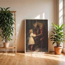 1 pièce Impression sur canevas de Krampus, décoration murale de Noël effrayante, convient pour la décoration de la maison, de la chambre, du salon, de la salle de bain, décoration murale, décorations de Noël pour la maison, avec option de cadre mural