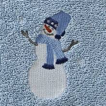 Christmas/Winter Man Sled Hand Towel 2pc Set For Bath/Kitchen/Bar And Gift Blue
