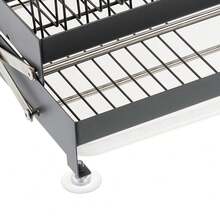 LIVINGANDHOME Living And Home 2-Tier Carbon Steel Dish Drainer Rack,Kitchen Dish Drying Rack,Kitchen Organizer Storage Shelf - Gunmetal Grey - View 8