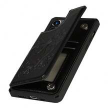Compatible With IPhone 12 Pro Max Wallet Phone Case With Card Holder For Women, RFID Blocking Embossed PU Leather Wrist Strap Case 6.7 Inch (Heart Black){"Color_name":"H-Black"} - Đa màu6 - Xem 9