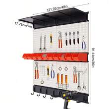 XIANXUS Tool Storage Kit, Garage Storage Wall Organizer, Tool Storage Rack - Black+White+Red - View 2
