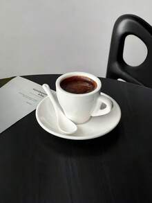 1 chiếc cốc Espresso Ý màu trắng, cốc và đĩa lót cà phê phong cách Châu Âu tối giản, cốc gốm sáng tạo Niche, bộ cốc và đĩa lót trà chiều thanh lịch, thích hợp cho nhà hàng, trà chiều, quán cà phê - trắng - Xem 9