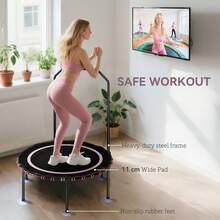 SPORTNOW 40'' Foldable Fitness Trampoline, Mini Trampoline Bungee Rebounder With 5-Level Adjustable Handle For Adults Indoor Outdoor Exercise - Pink - View 5