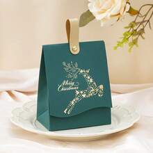 1pc Christmas Candy Bag Gift Bag - Leather Handle Bag, Packaging Bag Looks High-End, Christmas Tree, Reindeer And "Merry Christmas" Elements, Golden Pattern, Classic Red And Green For Christmas, Festive Atmosphere, Suitable For Packaging Reusable Shopping Bags, Christmas Gifts, Party Gifts, New Year Gifts