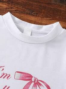 3pcs/Set Girls Bow Print Long Sleeve Round Neck T-Shirts, Multicolor, Casual & Sporty, Fashion & Cute, Suitable For 3-7 Years Old - متعدد الألوان - مشاهدة 7