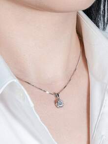 XUJIA 1件1克拉莫桑石吊坠项链，925纯银，6.5毫米圆形莫桑石，优雅珠宝礼品，周年纪念礼物，送给她的绝佳选择 - PMO-126 - 查看 6