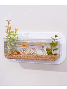 1pc Multi-Functional Wall-Mounted/Hanging Plastic Decor - Creative Vase, Mini Office Fish Tank & Hanging Hydroponic Planter For Living Room Home Decoration Accent, Space-Saving Indoor Plant/ Aquarium Display