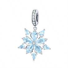 WOSTU 1 mặt dây chuyền hình trái tim bông tuyết thuộc dòng Icy bằng bạc Sterling 925, đính đá Zirconia xanh dương, thích hợp làm vòng tay tự làm cho nữ, quà tặng dự tiệc Giáng sinh. - Bạc - Xem 17