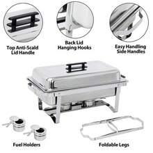 8QT Stainless Steel Chafing Dish Buffet Set Catering Chafer With Foldable Frame - 2 Pack - View 8