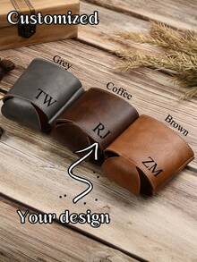 1pc Custom Personalized Leather Can Cooler, Custom Beer Bottle Leather Case, Custom Waist-Mounted Can Beverage Bottle Leather Case, Custom Bachelor Party, Groomsman Proposal Gift, Bridesmaid Beer Bottle Holder, Perfect For Anniversary, Birthday, Christmas, Valentine'S Day, Halloween, Mother'S Day Or Father'S Day, Grand Opening, Graduation Ceremony, Camping Gift, Custom, For Her, Boyfriend, Family, Friends - Multicolor - View 2