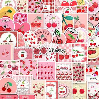 90pcs Sweet Cherry Sticker – Waterproof Vinyl Decals For Laptop, Scrapbook, Tumbler, Notebook & More – Aesthetic DIY Decoration Gift