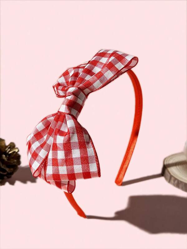1pc Christmas Striped Bow Headband, Kids Hair Accessories For Girls