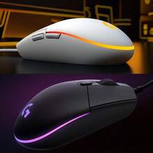 Logitech G102 有线游戏鼠标，RGB 灯光，高性价比，轻量化设计，非常适合电竞初学者，适合中小手，白色 - 白色 - 查看 8