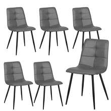 Jooli H Extendable Dining Table And Chairs Set Of 6, Easy Clean Rectangular Dining Table With Padded Chairs Durable Dining Furniture Set Suitable For Dining Room And Kitchen, Concrete Grey Table With PU Grey Chairs - Mesa de hormigón gris + sillas de poliuretano gris - Ver 5