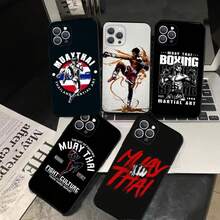 Funda de Teléfono Muay Thai compatible con  16,15,14,13,12,11,Pro,X,XS,Max,XR,Plus,Mini Cubierta Suave Negra, Funda compatible con funda  17 pro max, funda  17 pro, funda  17, funda  16, funda  16 pro max, funda  15 - z2 - Ver 2