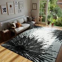 Soft Abstract Area Rug, Non Slip Washable Foldable Modern Rugs For Living Room Bedroom Dining Room Farmhouse Home Office - 黑色 - 查看 3