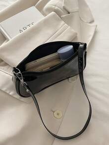 Túi đeo nách thời trang cổ điển mới cho mùa thu/đông, khóa kim loại trang trí, nắp mở, dây đeo có thể điều chỉnh, sức chứa nhỏ, túi đeo vai tối giản nhẹ, phù hợp cho cuộc sống hàng ngày của phụ nữ, đi làm và sử dụng cho sinh viên - màu đen - Xem 9