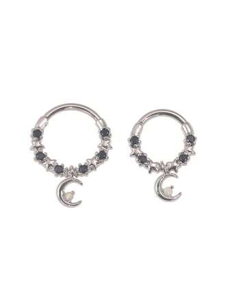 1 件 16G 不锈钢星月形鼻环，适合日常佩戴