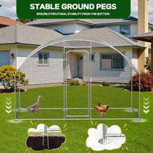 Advwin Metal Chicken Cage, 300x150x183cm Chicken Runs With Cover, Chicken Pen House With Waterproof & Anti-UV Cover, Lockable Door, Poultry Cage For Yard Outdoor Duck Rabbit