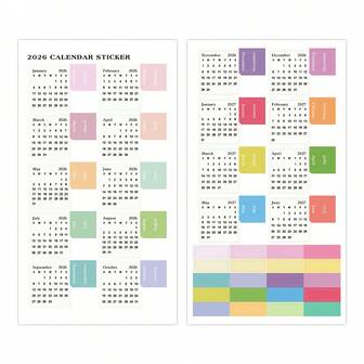 2 Sheets 2026 Monthly Calendar Stickers - Adhesive Planner Dividers & Index Labels For 2026 - Organizer, Notebook, Journal, Planner - Index Stickers For Planner Accessories, Notebook Organization, Vibrant Color Labels, Office Workers