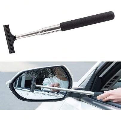 2 Pcs Car Side Mirror Squeegee Retractable Telescopic Mirror Wiper For Rainy Foggy Weather Auto Accessories Extendable 98cm Handle